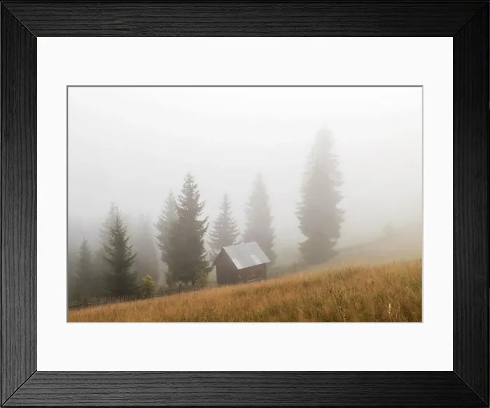 Framed Print : Summer landscape of the mountain village in Bucovina Framed Print : Summer landscape of the mountain village in Bucovina