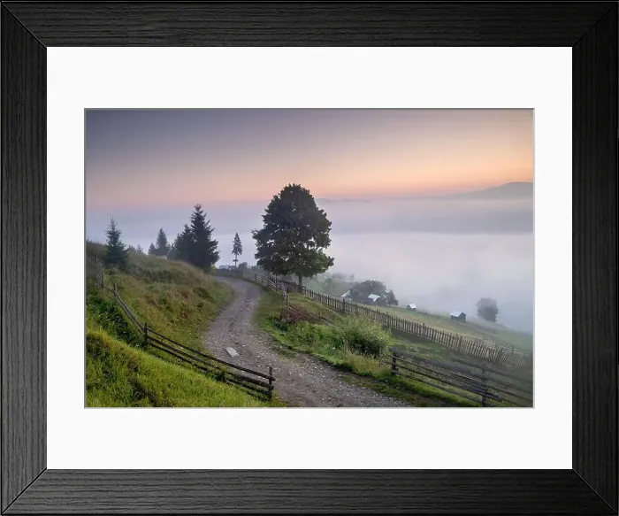 Framed Print : Summer landscape of the mountain village in Bucovina Framed Print : Summer landscape of the mountain village in Bucovina