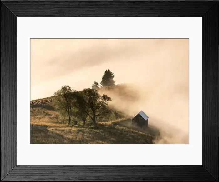 Framed Print : Summer landscape of the mountain village in Bucovina