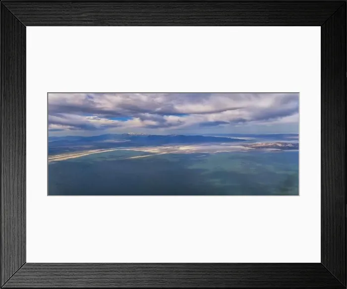 Framed Print : Great Salt Lake Utah Aerial view from airplane looking toward Oquirrh Mountains and Antelope Island Framed Print : Great Salt Lake Utah Aerial view from airplane looking toward Oquirrh Mountains and Antelope Island