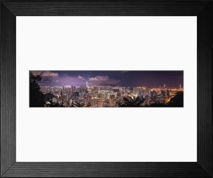 Framed Print : Panorama view of Hong Kong City at twilight time Framed Print : Panorama view of Hong Kong City at twilight time