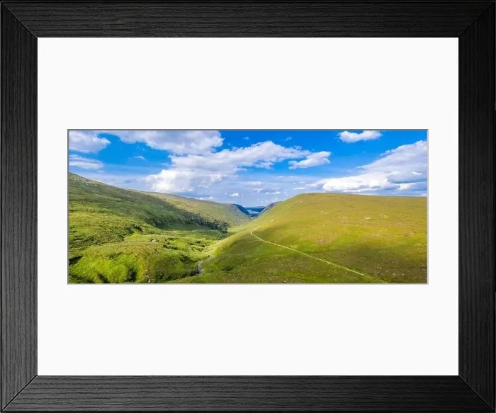 Framed Print : Aerial view of the Glenveagh National Park with castle Castle and Loch in the background - County Donegal, Ireland Framed Print : Aerial view of the Glenveagh National Park with castle Castle and Loch in the background - County Donegal, Ireland