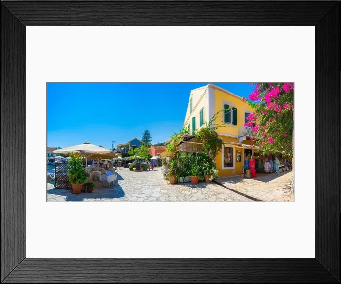 Framed Print : Picturesque Fiskardo village in Kefalonia island, Greece Framed Print : Picturesque Fiskardo village in Kefalonia island, Greece