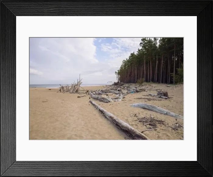 Framed Print : City Carnikava, Latvian Republic. Green nature in summer with Baltic sea and waves. Travel photo. Sep 04. 2019