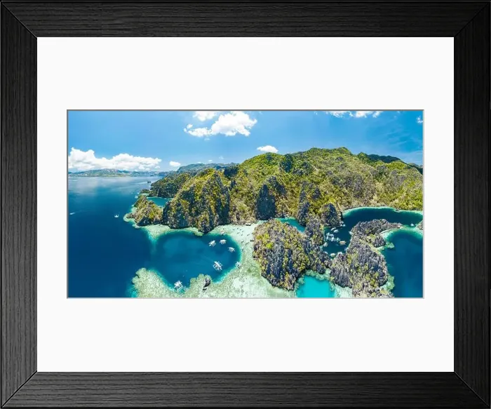 Framed Print : Aerial view of beautiful lagoons and limestone cliffs of Coron, Palawan, Philippines Framed Print : Aerial view of beautiful lagoons and limestone cliffs of Coron, Palawan, Philippines