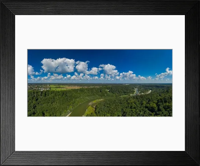 Framed Print : Aerial flight over the isar river near munich in the late summer