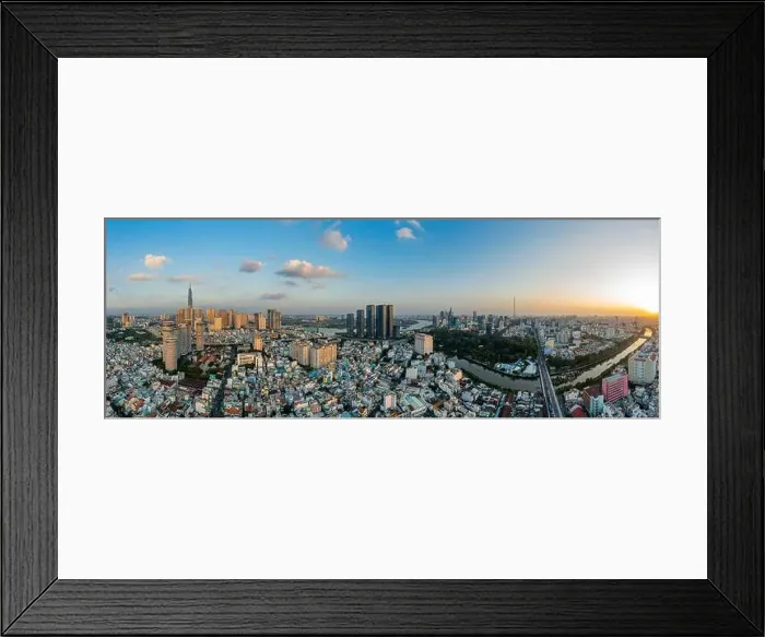 Framed Print : Ultra hi resolution dramatic Aerial panorama from Binh Thanh district Ho Chi Minh City taking in major city buildings Framed Print : Ultra hi resolution dramatic Aerial panorama from Binh Thanh district Ho Chi Minh City taking in major city buildings