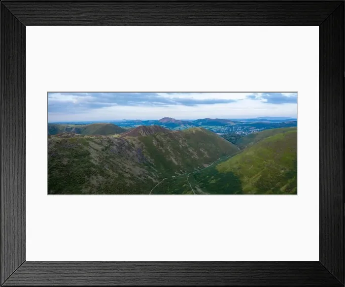 Framed Print : Aerial panoramic shoot over scenic upland valley at sunset in United Kingdom Framed Print : Aerial panoramic shoot over scenic upland valley at sunset in United Kingdom