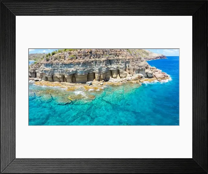 Framed Print : Aerial panoramic of limestone cliffs Pillar of Hercules, English Harbour, Antigua, Caribbean, West Indies Framed Print : Aerial panoramic of limestone cliffs Pillar of Hercules, English Harbour, Antigua, Caribbean, West Indies