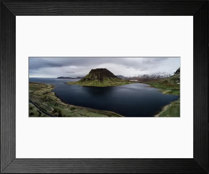 Framed Print : Kirkjufell mountain aerial view in iceland Framed Print : Kirkjufell mountain aerial view in iceland