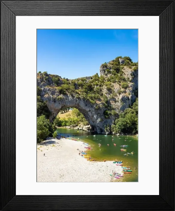 Framed Print : Aerial view of Narural arch in Vallon Pont D'arc in Ardeche canyon in France Framed Print : Aerial view of Narural arch in Vallon Pont D'arc in Ardeche canyon in France