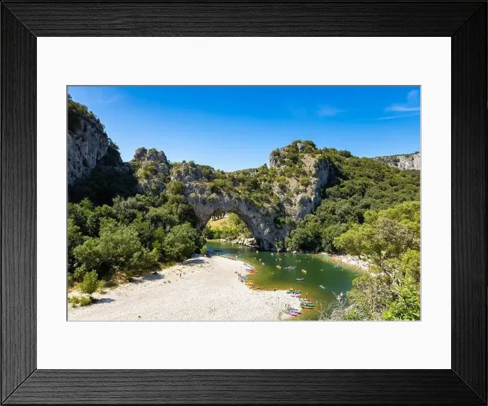 Framed Print : Aerial view of Narural arch in Vallon Pont D'arc in Ardeche canyon in France Framed Print : Aerial view of Narural arch in Vallon Pont D'arc in Ardeche canyon in France