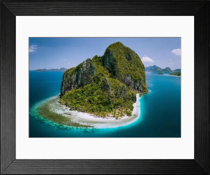 Framed Print : El Nido, Palawan, Philippines. Aerial drone above shot of impressive Pinagbuyutan Island Framed Print : El Nido, Palawan, Philippines. Aerial drone above shot of impressive Pinagbuyutan Island