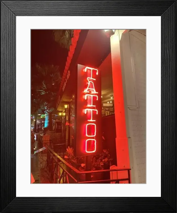 Framed Print : Tattoo neon sign Framed Print : Tattoo neon sign