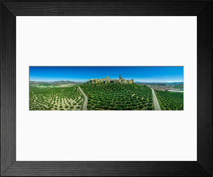 Framed Print : Alcala la Real aerial panorama view of the medieval ruined hilltop fortress from the Arab times in Andalucia Spain near Framed Print : Alcala la Real aerial panorama view of the medieval ruined hilltop fortress from the Arab times in Andalucia Spain near
