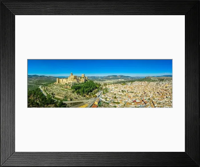 Framed Print : Alcala la Real aerial panorama view of the medieval ruined hilltop fortress from the Arab times in Andalucia Spain near Framed Print : Alcala la Real aerial panorama view of the medieval ruined hilltop fortress from the Arab times in Andalucia Spain near