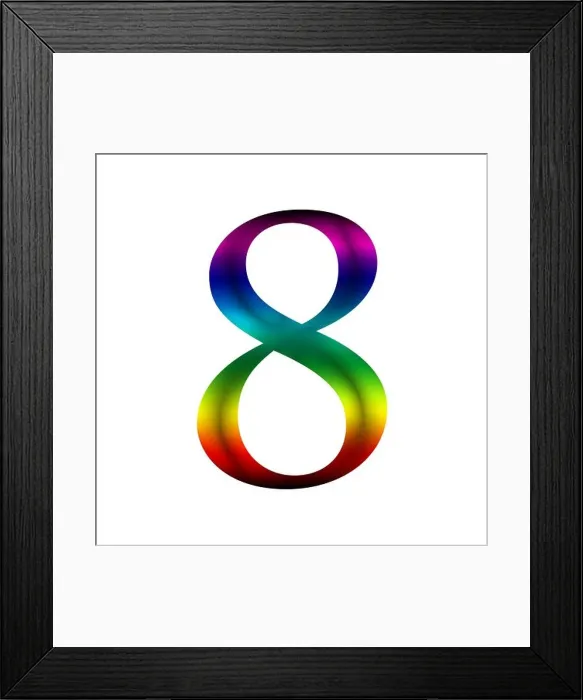 Framed Print : Number eight, 8 made from rainbow color Framed Print : Number eight, 8 made from rainbow color