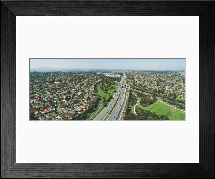 Framed Print : Monash freeway passing through Wheelers Hill suburb - aerial landscape