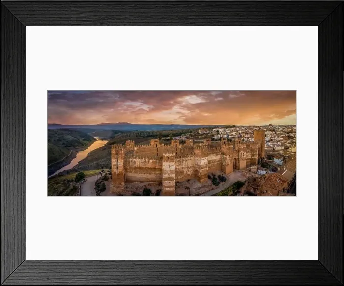 Framed Print : Castillo de Bury Al-Hammam in Banos de la Encina La Mancha province Spain old medieval castle with 14 towers from