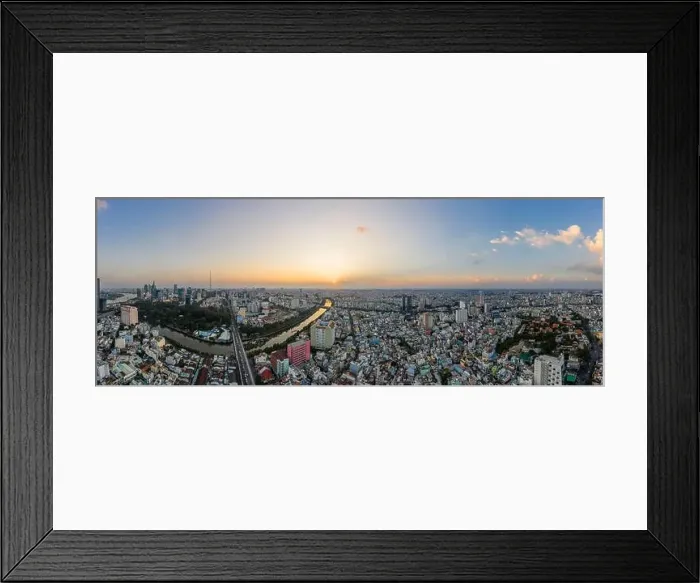 Framed Print : Ultra high definition Sunset aerial panorama of Ho Chi Minh City or Saigon Vietnam looking West from Binh Thanh district Framed Print : Ultra high definition Sunset aerial panorama of Ho Chi Minh City or Saigon Vietnam looking West from Binh Thanh district