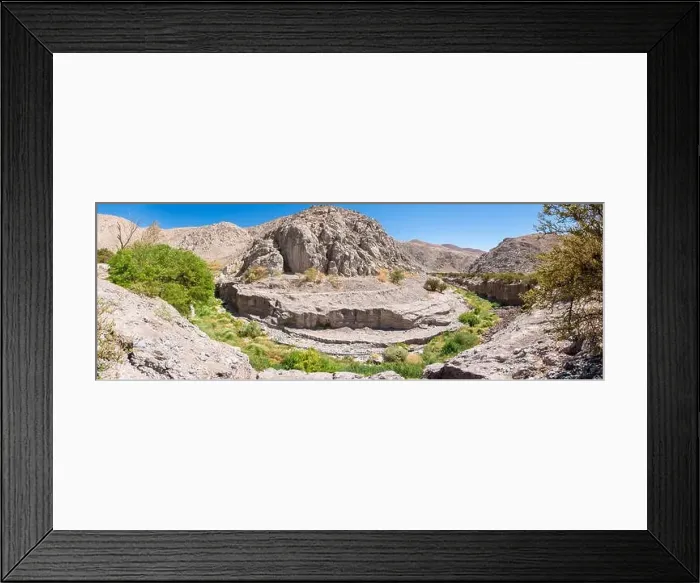 Framed Print : Aerial view of Finca de Chañaral an oasis used by the Incas on their Inca Trail for resting Framed Print : Aerial view of Finca de Chañaral an oasis used by the Incas on their Inca Trail for resting