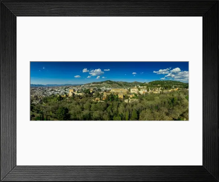 Framed Print : Aerial view of the courtyard of the Palace of Charles V in Granada Spain with the surrounding Arab garden in Framed Print : Aerial view of the courtyard of the Palace of Charles V in Granada Spain with the surrounding Arab garden in