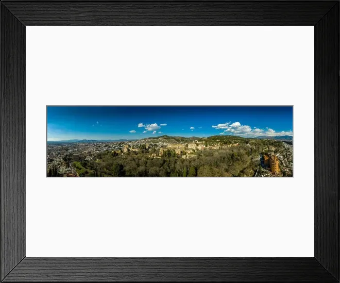 Framed Print : Aerial view of the courtyard of the Palace of Charles V in Granada Spain with the surrounding Arab garden in Framed Print : Aerial view of the courtyard of the Palace of Charles V in Granada Spain with the surrounding Arab garden in