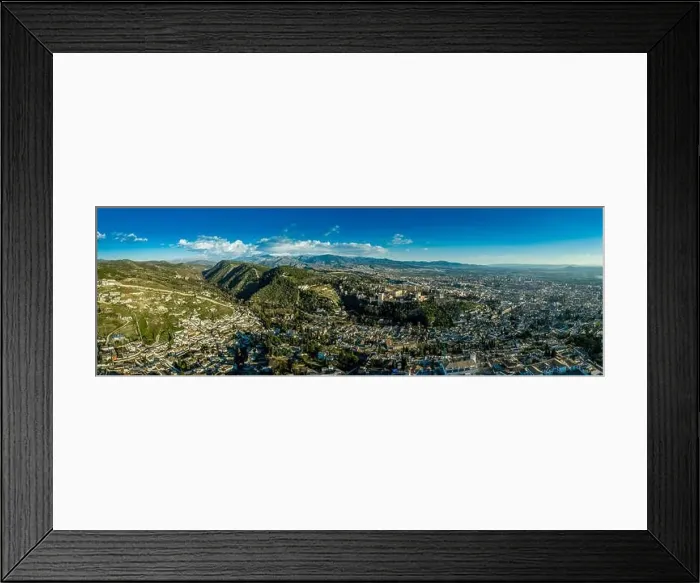 Framed Print : Aerial panoramic view of the Alhambra complex in Granada Spain with walls and towers and palaces Framed Print : Aerial panoramic view of the Alhambra complex in Granada Spain with walls and towers and palaces