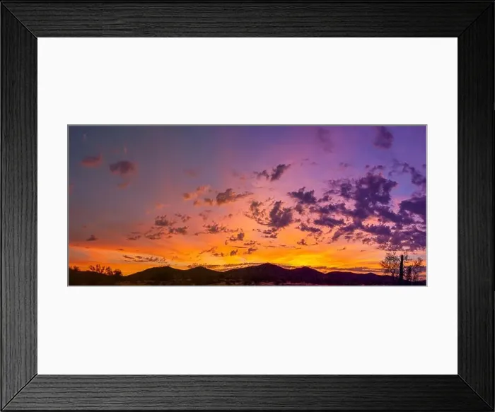 Framed Print : Sunrise panorama over the sonoran desert of Arizona with layers of mountains shot at altitude by a drone Framed Print : Sunrise panorama over the sonoran desert of Arizona with layers of mountains shot at altitude by a drone