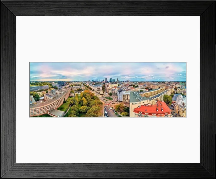 Framed Print : Beautiful panoramic aerial drone view to The Main Building of the Warsaw University of Technology - the historic Framed Print : Beautiful panoramic aerial drone view to The Main Building of the Warsaw University of Technology - the historic