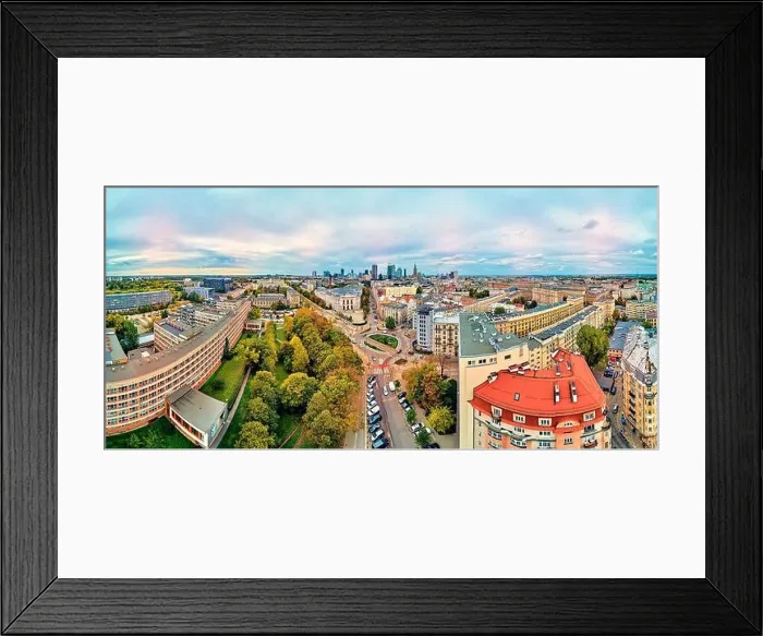 Framed Print : Beautiful panoramic aerial drone view to The Main Building of the Warsaw University of Technology - the historic Framed Print : Beautiful panoramic aerial drone view to The Main Building of the Warsaw University of Technology - the historic