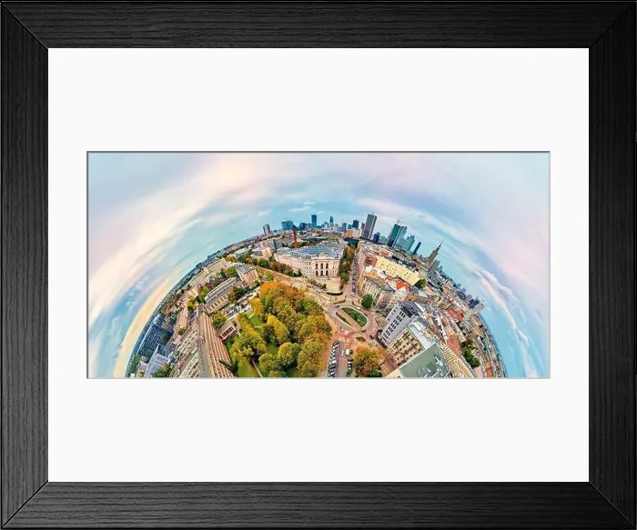 Framed Print : Beautiful panoramic aerial drone view to The Main Building of the Warsaw University of Technology - the historic Framed Print : Beautiful panoramic aerial drone view to The Main Building of the Warsaw University of Technology - the historic