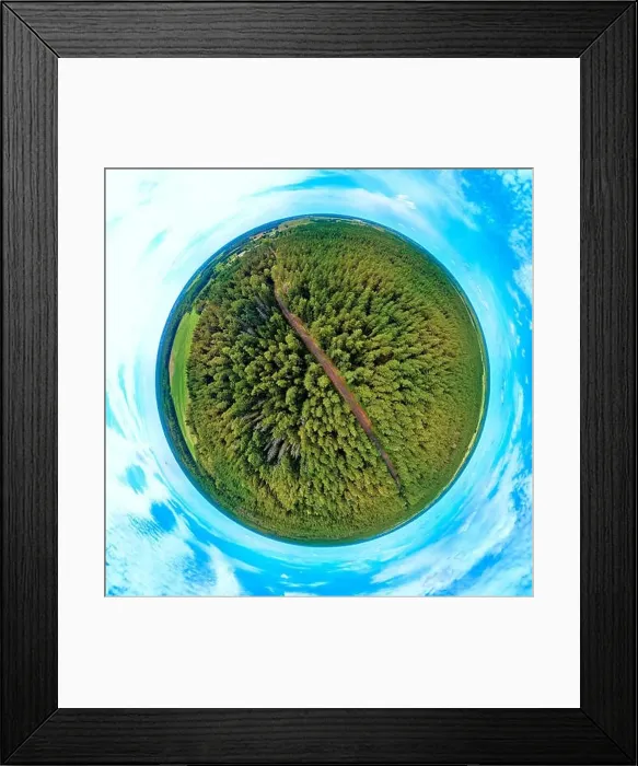 Framed Print : Beautiful 360 panoramic little planet aerial drone view to Bialowieza Forest - one of the last Framed Print : Beautiful 360 panoramic little planet aerial drone view to Bialowieza Forest - one of the last