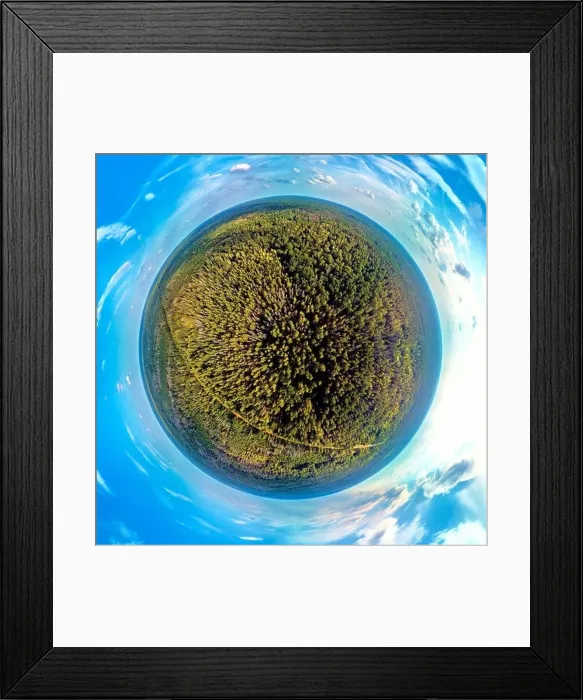 Framed Print : Beautiful 360 panoramic little planet aerial drone view to Bialowieza Forest - one of the last Framed Print : Beautiful 360 panoramic little planet aerial drone view to Bialowieza Forest - one of the last