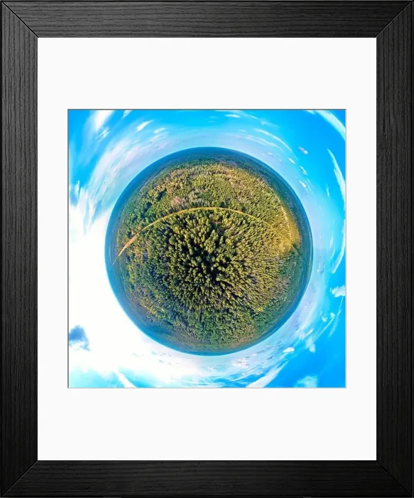 Framed Print : Beautiful 360 panoramic little planet aerial drone view to Bialowieza Forest - one of the last Framed Print : Beautiful 360 panoramic little planet aerial drone view to Bialowieza Forest - one of the last