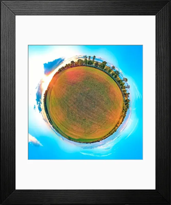 Framed Print : Beautiful 360 panoramic little planet aerial drone view to Bialowieza Forest - one of the last Framed Print : Beautiful 360 panoramic little planet aerial drone view to Bialowieza Forest - one of the last