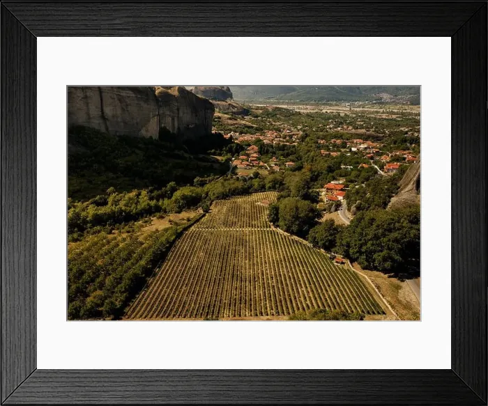 Framed Print : Kalambaka village at the foot of the rocks Meteora, Greece. top view Framed Print : Kalambaka village at the foot of the rocks Meteora, Greece. top view