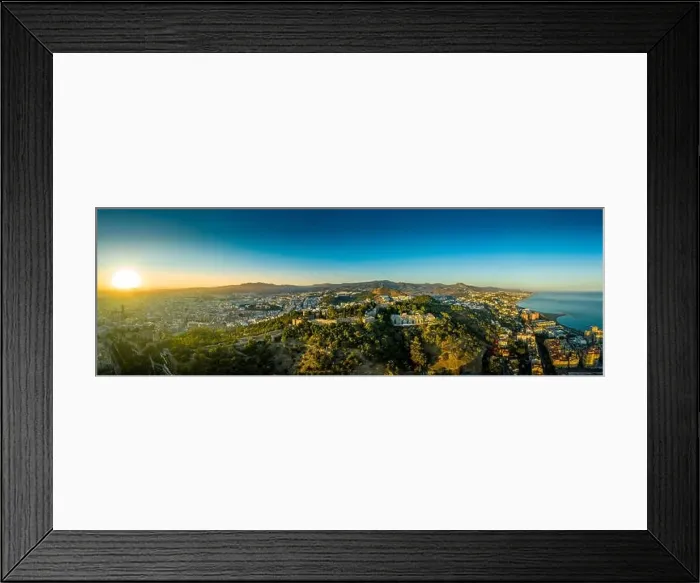 Framed Print : Aerial view of the Alcazaba in Malaga and the Castillo de Gibralfaro from the Moorish Arab times in Southern Spain
