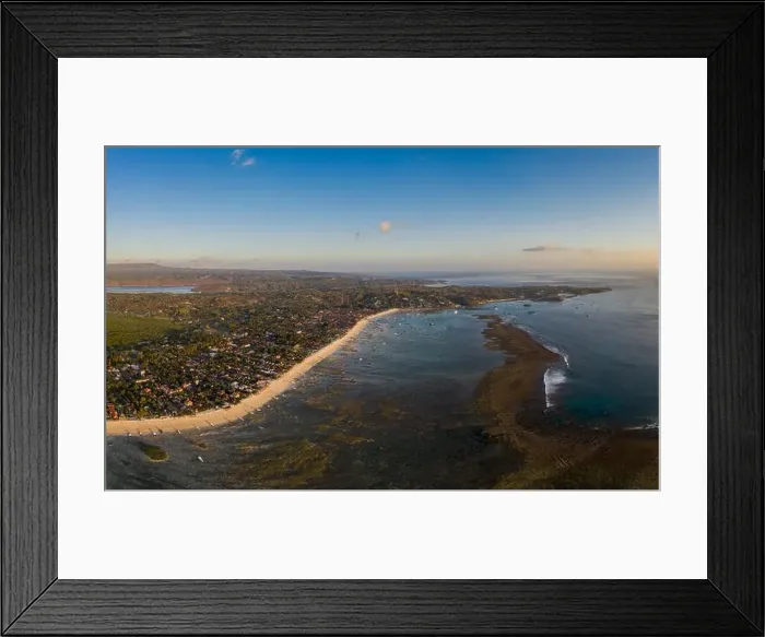 Framed Print : Aerial view of Lembongan island and beach at sunset in Bali, Indonesia Framed Print : Aerial view of Lembongan island and beach at sunset in Bali, Indonesia