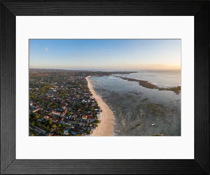 Framed Print : Aerial view of Lembongan island and beach at sunset in Bali, Indonesia Framed Print : Aerial view of Lembongan island and beach at sunset in Bali, Indonesia