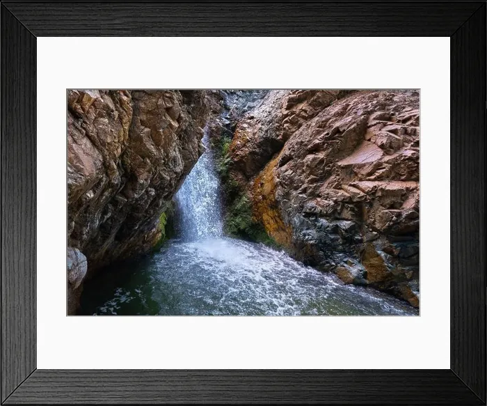 Framed Print : Panoramic view of a picturesque Millomeris waterfall and stream in the forest at Troodos mountains Cyprus Framed Print : Panoramic view of a picturesque Millomeris waterfall and stream in the forest at Troodos mountains Cyprus