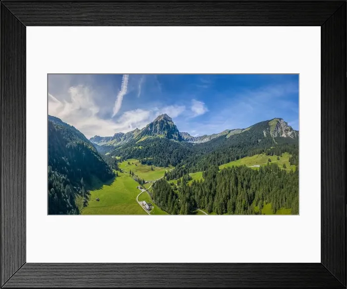 Framed Print : Landscape panorama taken with drone in Switzerland at Obersee Framed Print : Landscape panorama taken with drone in Switzerland at Obersee
