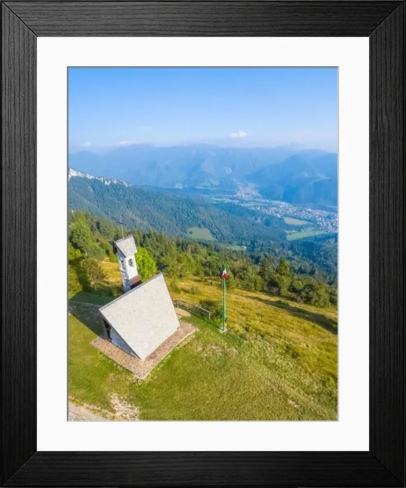 Framed Print : Aerial view of the Chiesetta degli Alpini of Monte Blum and Cima Paré