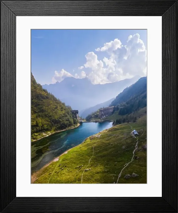 Framed Print : Aerial view of the ruins of the Diga del Gleno Framed Print : Aerial view of the ruins of the Diga del Gleno