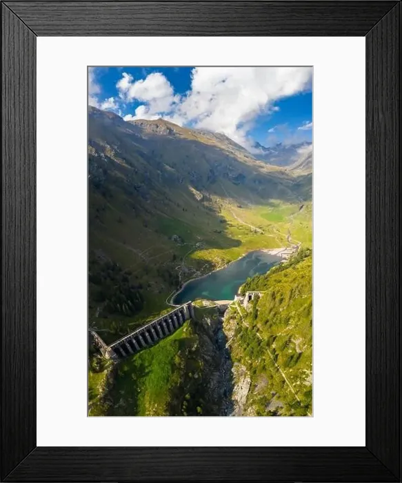 Framed Print : Aerial view of the ruins of the Diga del Gleno Framed Print : Aerial view of the ruins of the Diga del Gleno