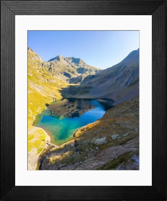 Framed Print : Aerial view of the natural lake of Barbellino and it's refuge Framed Print : Aerial view of the natural lake of Barbellino and it's refuge