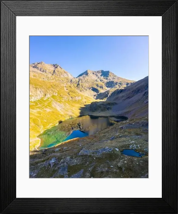 Framed Print : Aerial view of the natural lake of Barbellino and it's refuge Framed Print : Aerial view of the natural lake of Barbellino and it's refuge