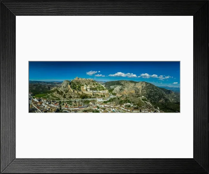 Framed Print : Moncin medieval walled picturesque village in Andalusia close to Granada with ruined castle aerial view one of the most Framed Print : Moncin medieval walled picturesque village in Andalusia close to Granada with ruined castle aerial view one of the most
