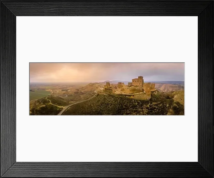Framed Print : Aerial view of the ruined medieval abandoned Montearagon castle Framed Print : Aerial view of the ruined medieval abandoned Montearagon castle