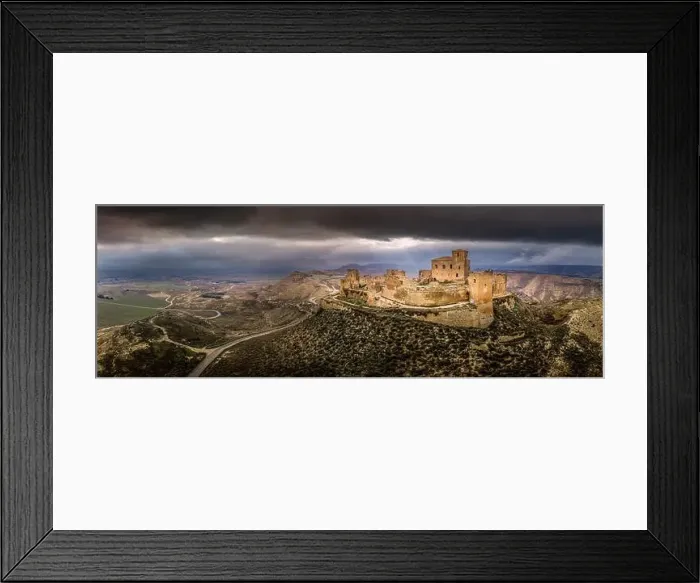 Framed Print : Aerial view of the ruined medieval abandoned Montearagon castle Framed Print : Aerial view of the ruined medieval abandoned Montearagon castle